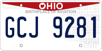 OH license plate GCJ9281
