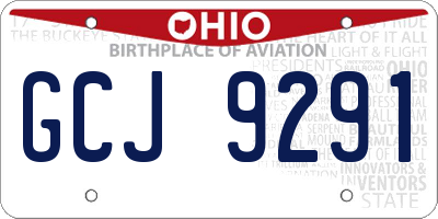 OH license plate GCJ9291