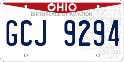 OH license plate GCJ9294