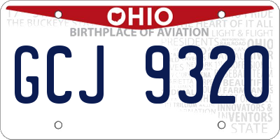 OH license plate GCJ9320