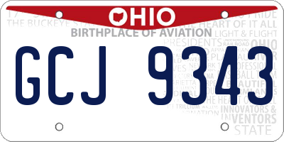 OH license plate GCJ9343