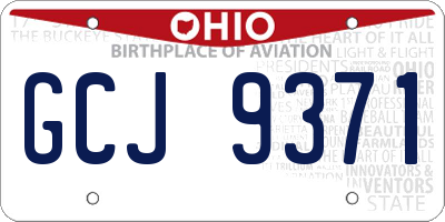 OH license plate GCJ9371