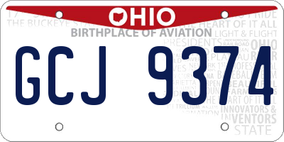 OH license plate GCJ9374