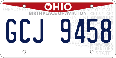 OH license plate GCJ9458