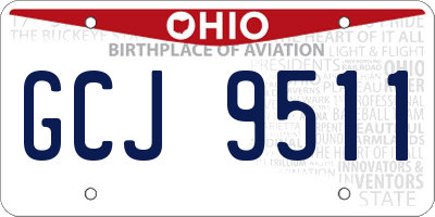 OH license plate GCJ9511