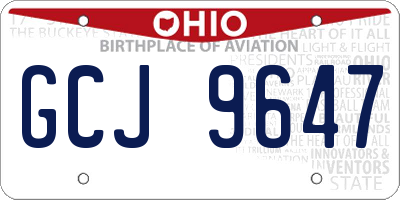 OH license plate GCJ9647