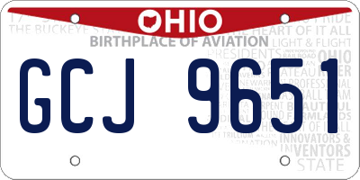 OH license plate GCJ9651