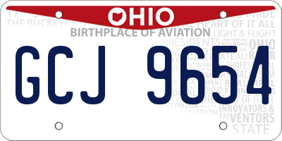OH license plate GCJ9654