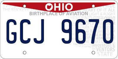 OH license plate GCJ9670