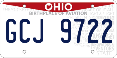OH license plate GCJ9722