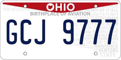 OH license plate GCJ9777