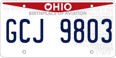OH license plate GCJ9803