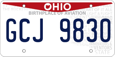OH license plate GCJ9830
