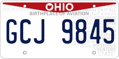 OH license plate GCJ9845
