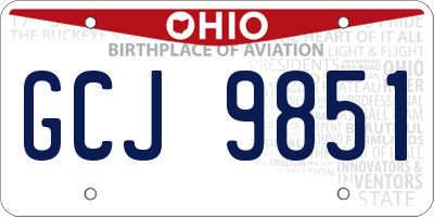 OH license plate GCJ9851