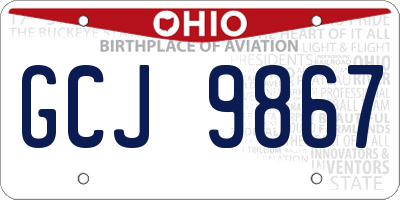 OH license plate GCJ9867