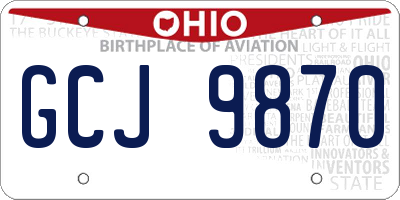 OH license plate GCJ9870