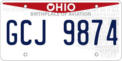OH license plate GCJ9874