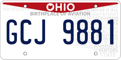 OH license plate GCJ9881