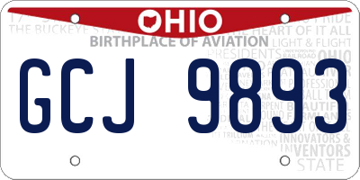 OH license plate GCJ9893