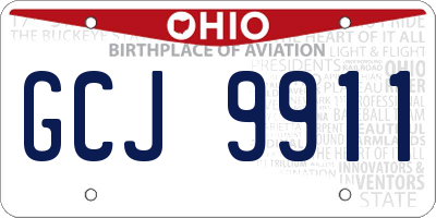 OH license plate GCJ9911