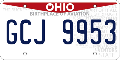 OH license plate GCJ9953