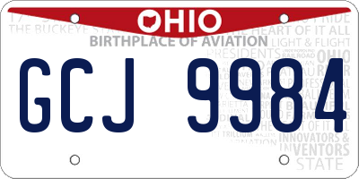 OH license plate GCJ9984