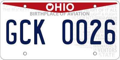 OH license plate GCK0026