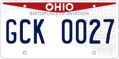 OH license plate GCK0027