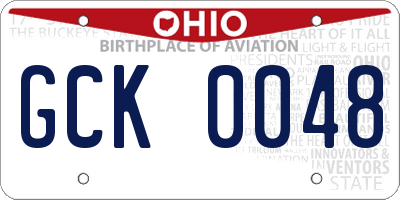 OH license plate GCK0048