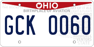 OH license plate GCK0060
