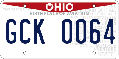 OH license plate GCK0064