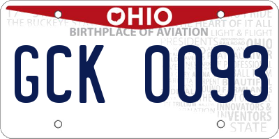 OH license plate GCK0093