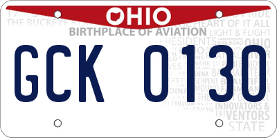 OH license plate GCK0130
