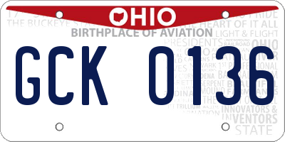 OH license plate GCK0136