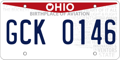 OH license plate GCK0146