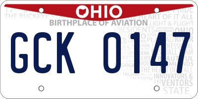 OH license plate GCK0147