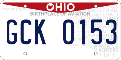 OH license plate GCK0153