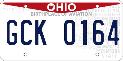 OH license plate GCK0164