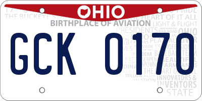 OH license plate GCK0170