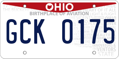 OH license plate GCK0175