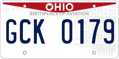 OH license plate GCK0179