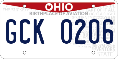 OH license plate GCK0206