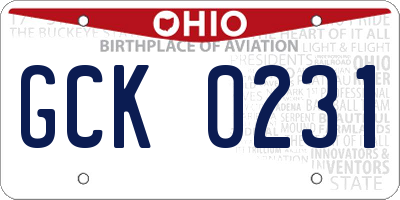 OH license plate GCK0231