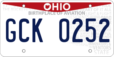 OH license plate GCK0252