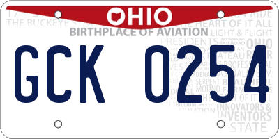 OH license plate GCK0254