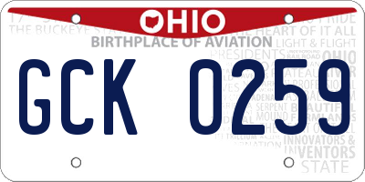 OH license plate GCK0259