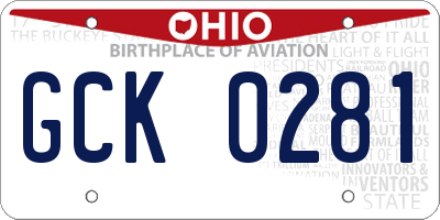 OH license plate GCK0281