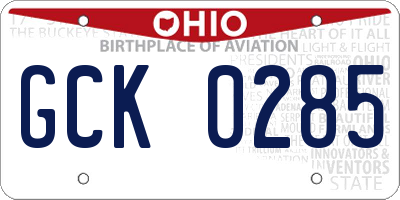 OH license plate GCK0285