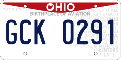 OH license plate GCK0291